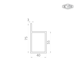 L profil uzavretý 40x55x75mm, materiál EN AW-6060 T66, prírodný hliník bez povrchovej úpravy, cena za meter L profil uzavretý 40x55x75mm, materiál EN AW-6060 T66, prírodný hliník bez povrchovej úpravy, cena za meter